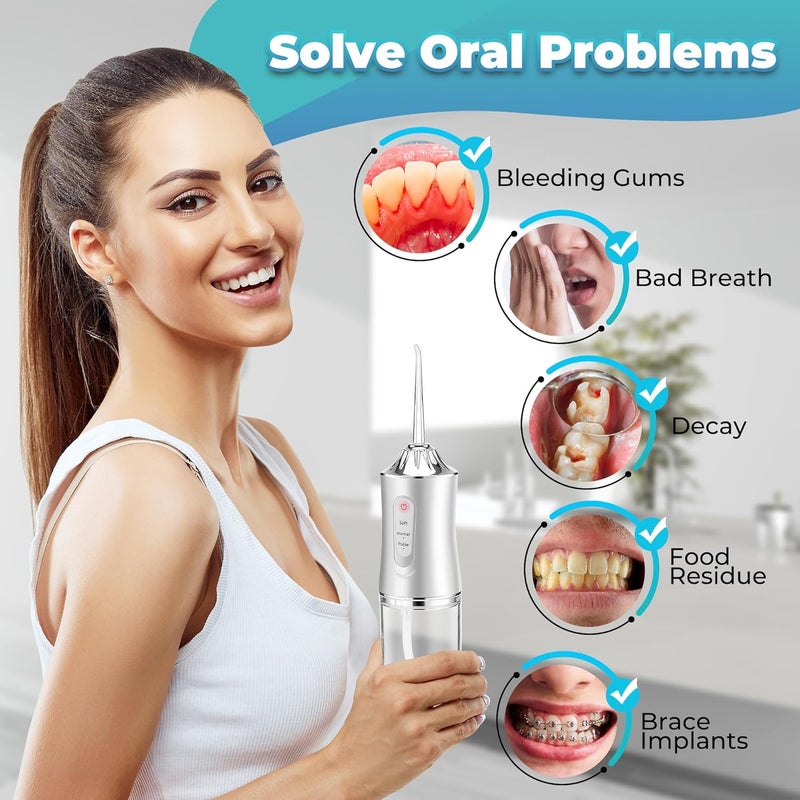 Cordless Water Flosser, Dental Oral Irrigator, Waterproof Water Flosser Teeth Cleaner, 3 Modes and 4 Nozzles, USB Rechargeable and Portable Water Flosser for Women and Men - Image 5